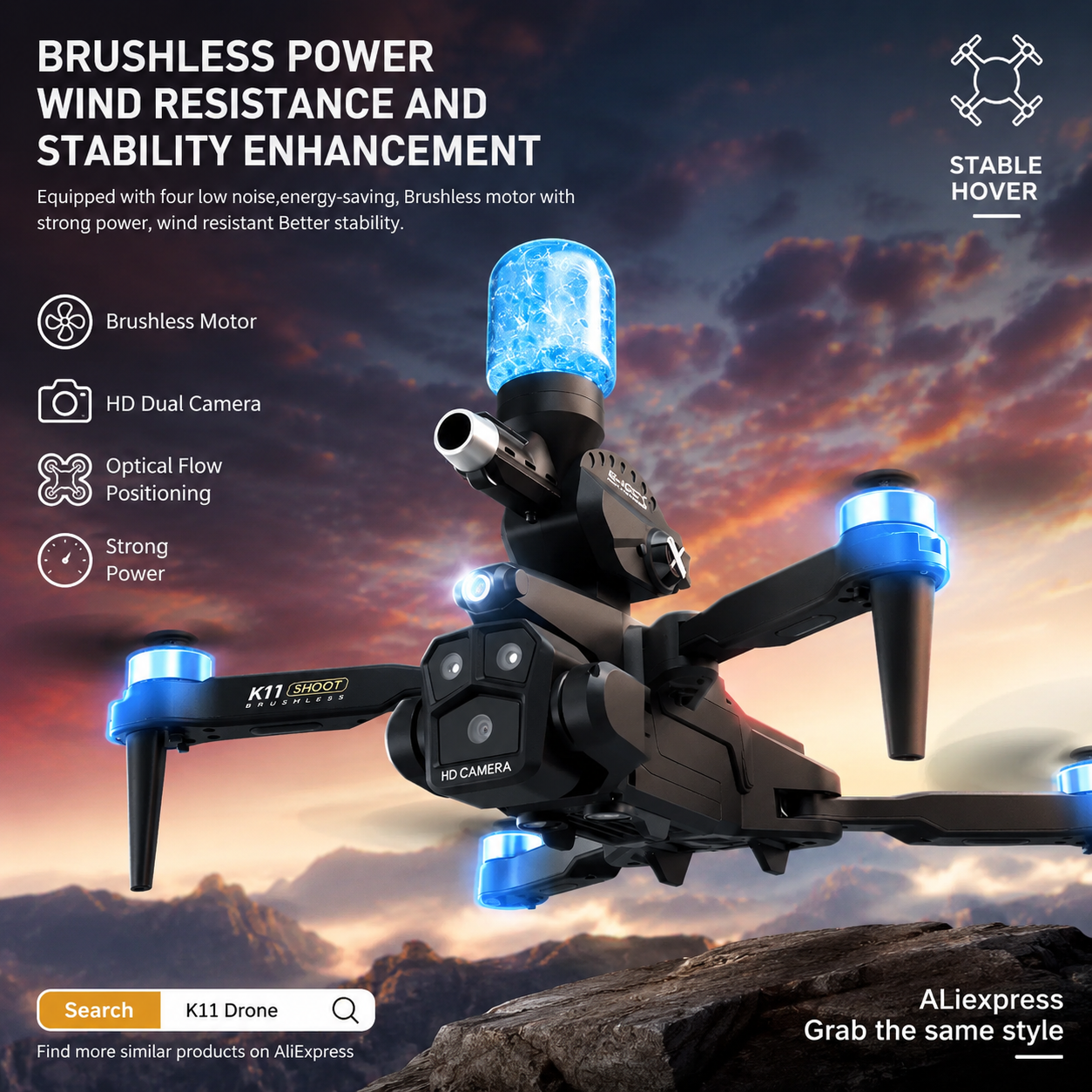 K11MAX Drone with Water Bombs  - Drone Gimbal Mount incelemesi ve fiyatı